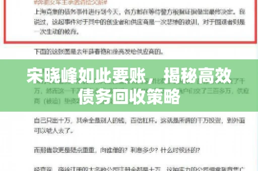 宋晓峰如此要账，揭秘高效债务回收策略
