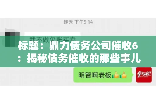 标题：鼎力债务公司催收6：揭秘债务催收的那些事儿