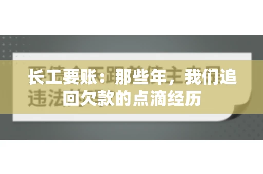 长工要账:那些年,我们追回欠款的点滴经历 长工要账:那些年,我们追回欠款的点滴经历